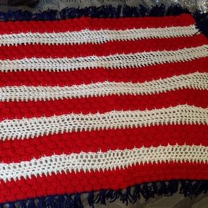 Red, white and blue carriage blanket